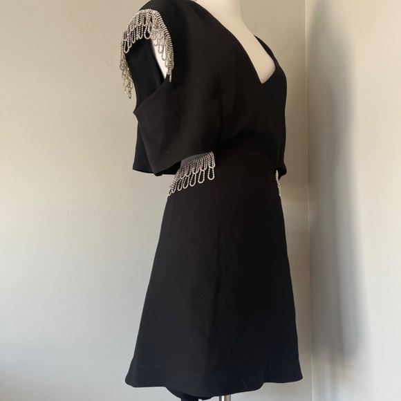 H&M Studio‎ Collections 2022 Black Rhinestone Detail Cutout Mini Black Dress XL - Picture 9 of 16